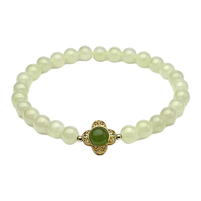 PEARL QUEEN Hetian Jade Bracelets Pale Greenish White Jade Unisex-0