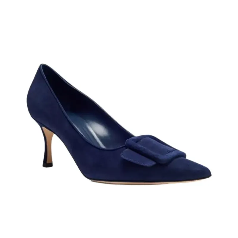 MANOLO BLAHNIK Maysalepump Slim Heel High Heels 7cm Women's Blue-2