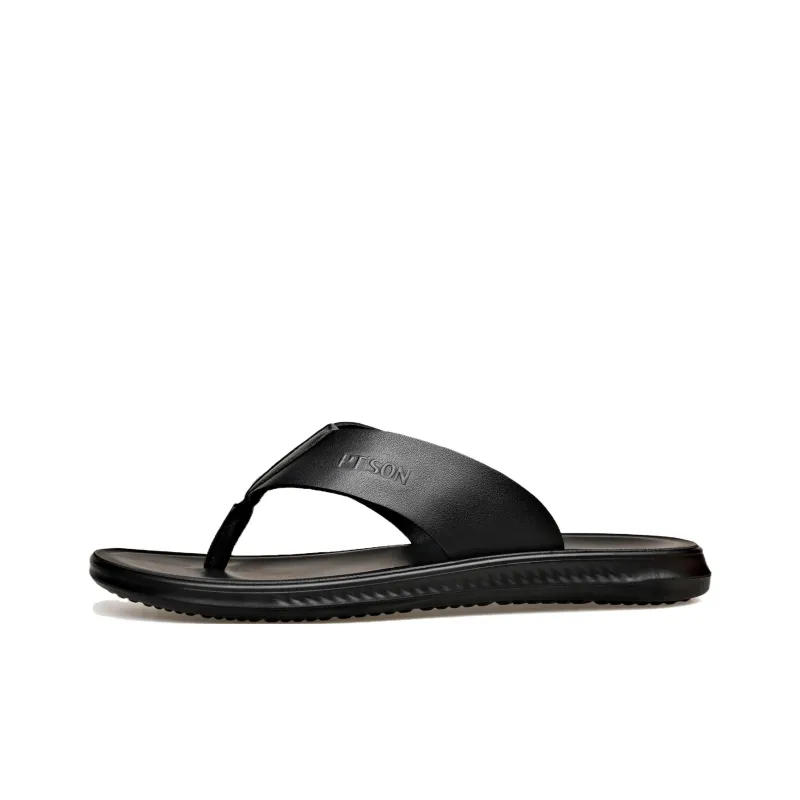 PT'SON Slip Resistant Flip Flops Men's Black-0
