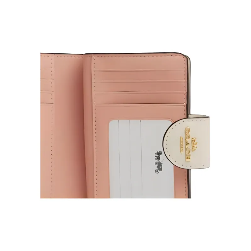 COACH Corner Zip Coated Canvas Wallet Medium Size Women's Gold & Sand-3