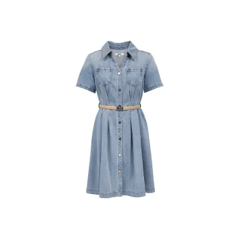 ONLY Short Sleeved Dress Women's J32 210 Washed Denim Blue