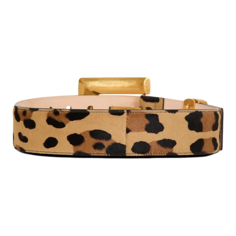 BALMAIN Calfskin Leather Belts Women's Brown Width 4.5CM-1