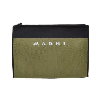 MARNI Logo Embroidered Zipped Clutch Bag