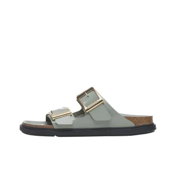 Birkenstock Arizona Rubber Sole Abrasion Resistant Slide Slippers Women's Green Regular Loose Fit