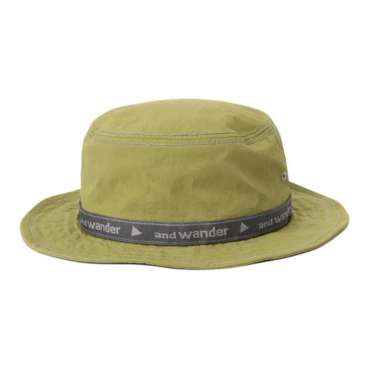 And Wander Nylon Bucket Hats Unisex Green-3