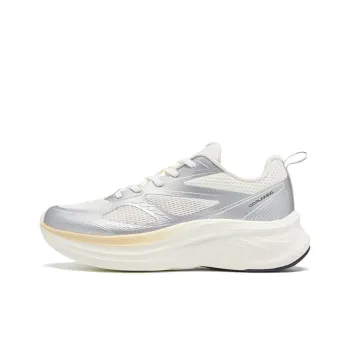 QIAODAN Anti Slip Wear Resistant Low Top Casual Sprint Running Shoes Women's White Silver