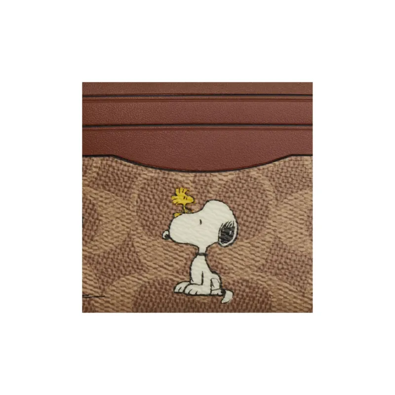 COACH PEANUTS Snoopy, Collaboration Coated Canvas Card Holder Mini Unisex Brown-2
