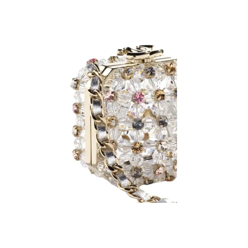CHANEL Glazed Pearls With Rhinestone Evening Bag, Crossbody Bag, Shoulder Bag Trumpets Women's Transparent-3