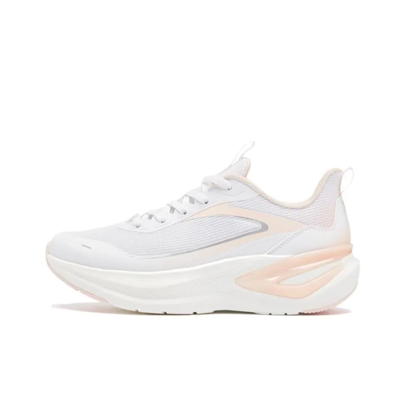 QIAODAN Abrasion Resistant Shock Absorbers Low Top Casual Training Sprint Running Shoes Women's White Pink-0