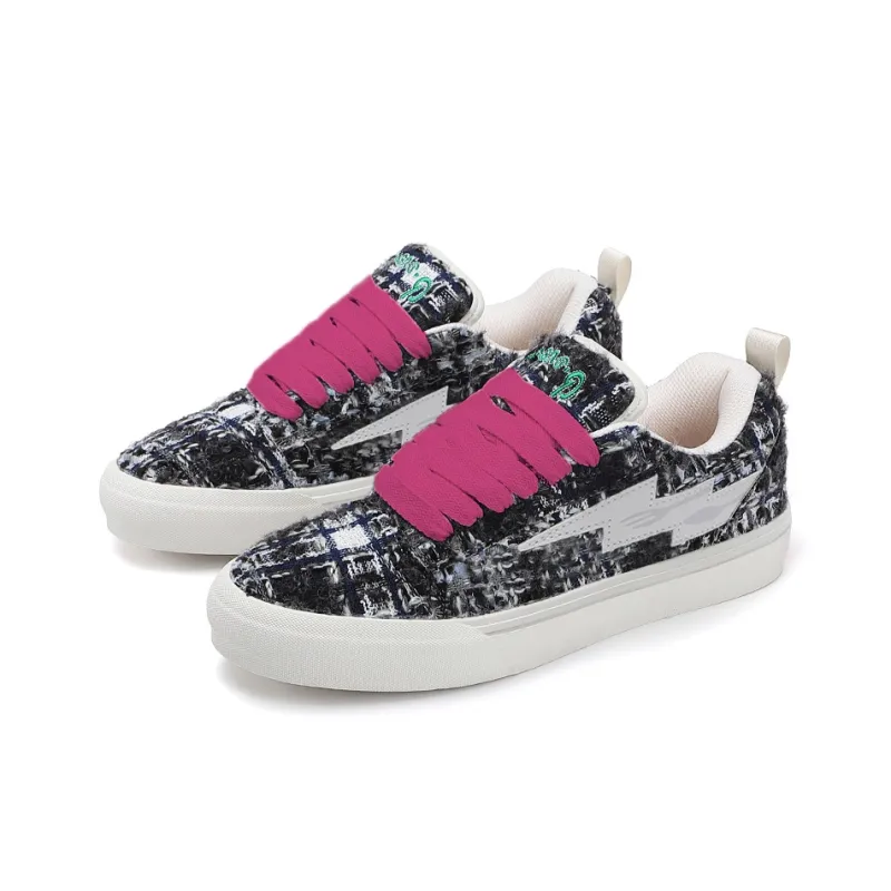 DUEPLAY Low Top Skateboard Shoes Unisex Black White-12