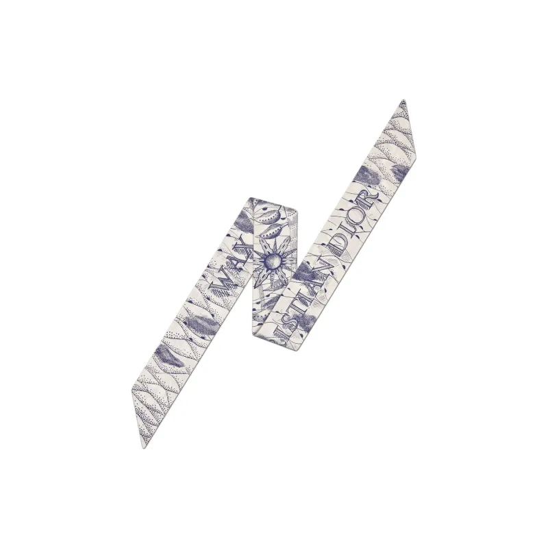 DIOR Mulberry Silk Scarves Unisex Blue-1