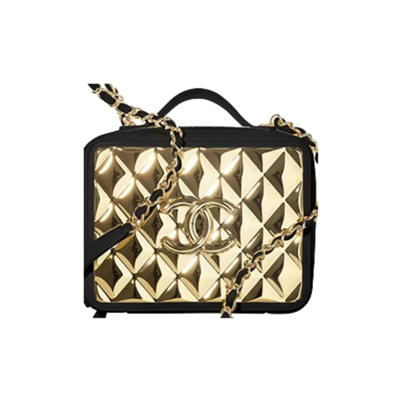CHANEL Leather Camera Bag Cell Phone Pouch Handbag Women's Gold-2