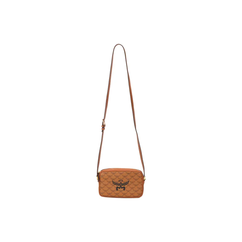 MCM Canvas With Leather Crossbody Bag, Shoulder Bag Trumpets Unisex Cognac-0