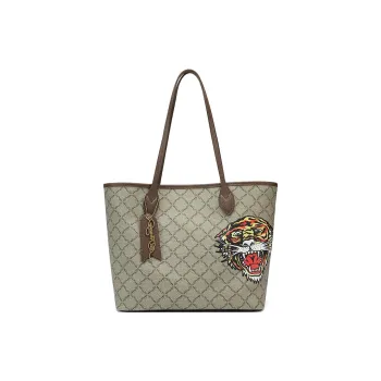 Ed Hardy PVC Tote Handbag, Shoulder Bag Regular Women's Khaki