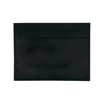LONGCHAMP Le Foulonné Grain Textured Cow Leather Card Holder Card Holder Unisex Black