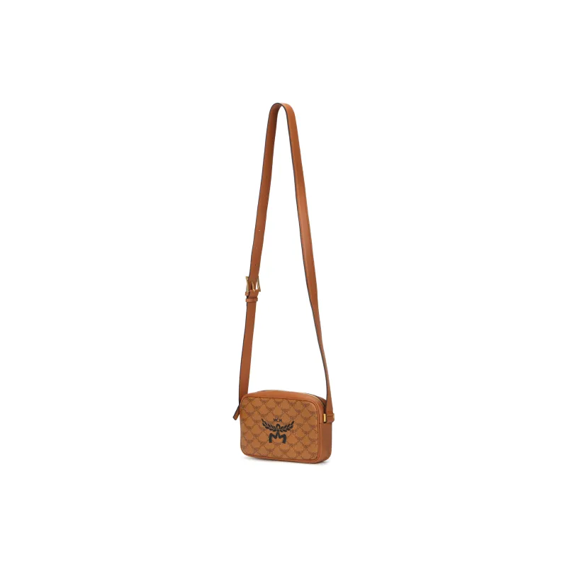 MCM Canvas With Leather Crossbody Bag, Shoulder Bag Trumpets Unisex Cognac-1