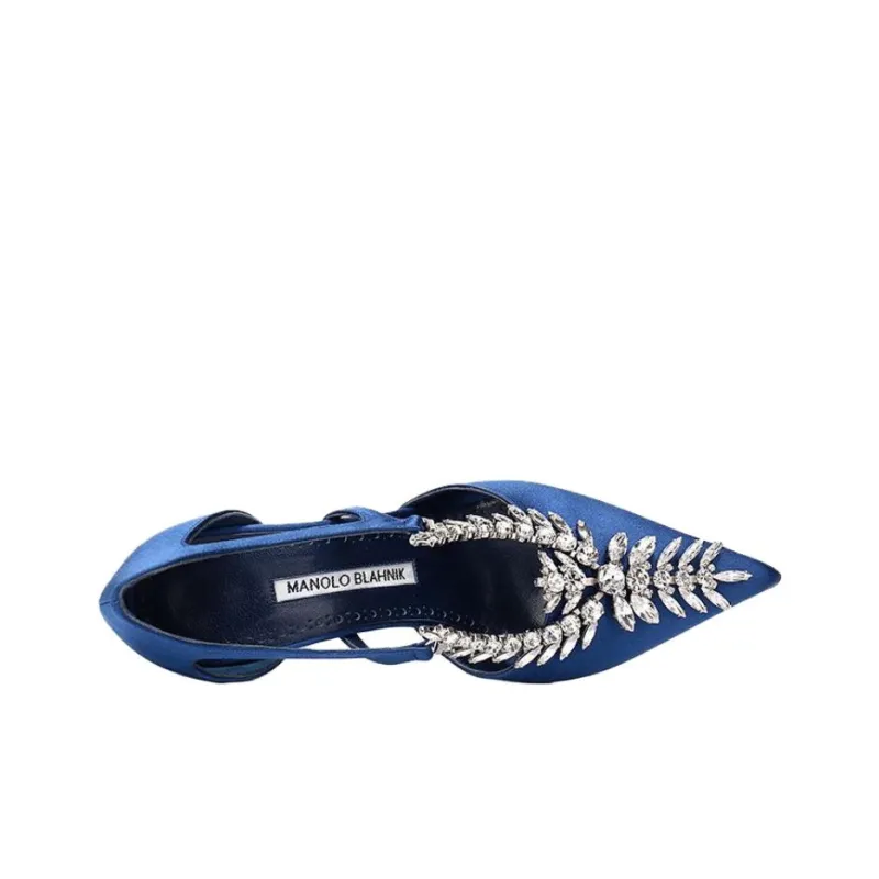 MANOLO BLAHNIK Slim Heel High Heels 10cm Women's Blue-4