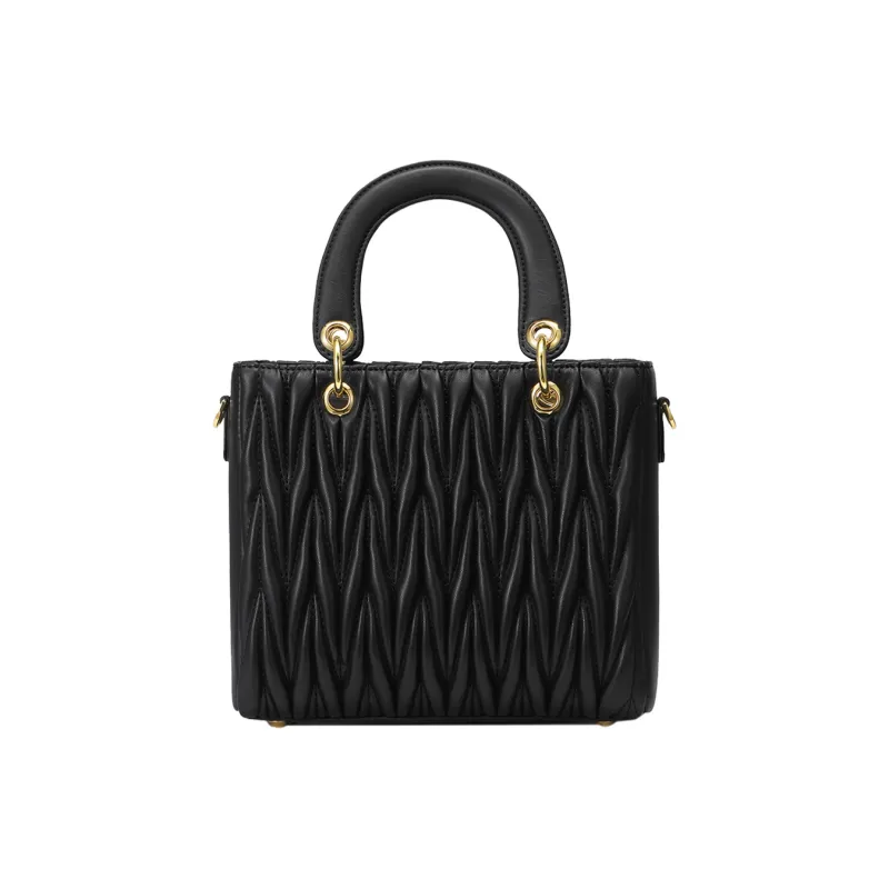 JUST STAR Sheepskin Handbag Women's Versatile Black-1