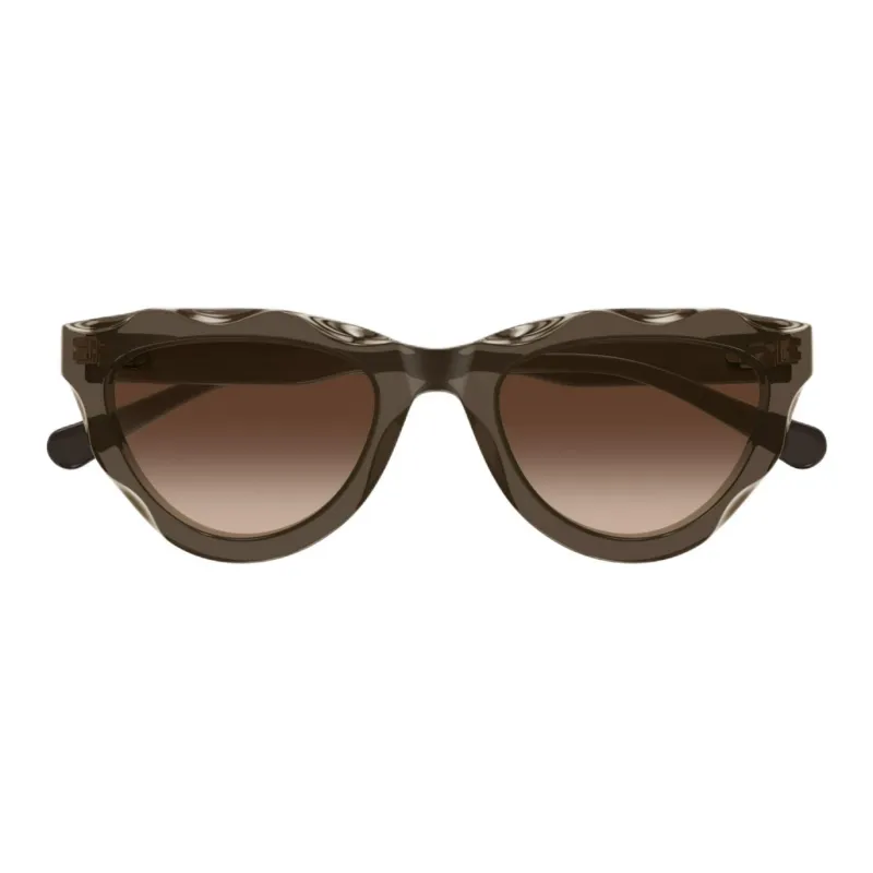 Chloe Recycled Acetate Metal Cat Eye Sunglasses Women's Brown-1