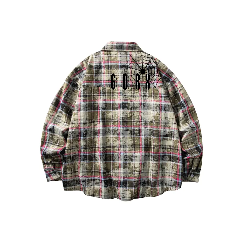GDRX Shirt Unisex Gray Plaid Tie Dye-4