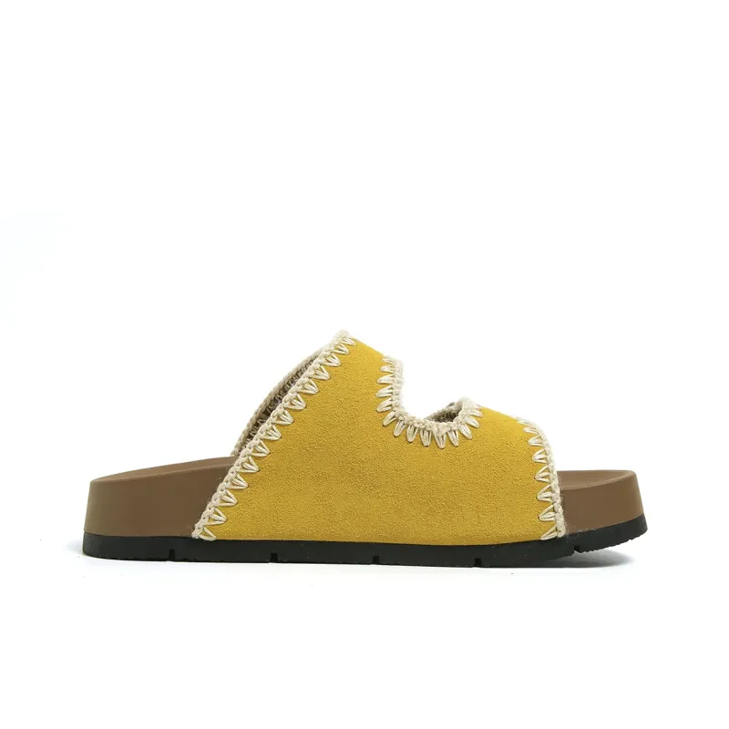 FOREVER 21 Quiet Slip Resistant Odor Resistant Abrasion Resistant Slide Slippers Women's Yellow-2