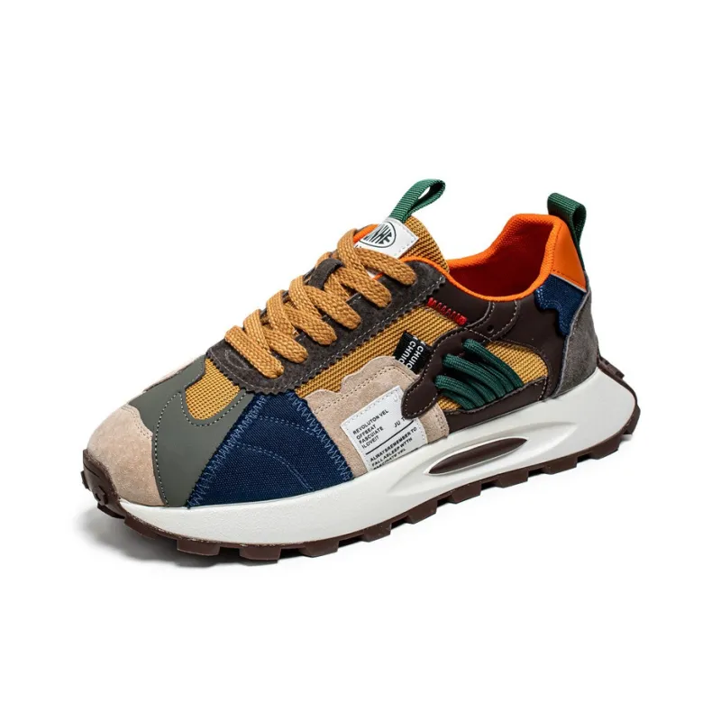 TAFN Breathable Low Top Chunky Sneakers Men's Khaki Green-0