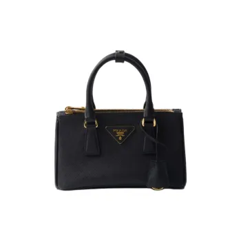 PRADA Saffiano Calfskin One Shoulder Handbag Mini Women's Black