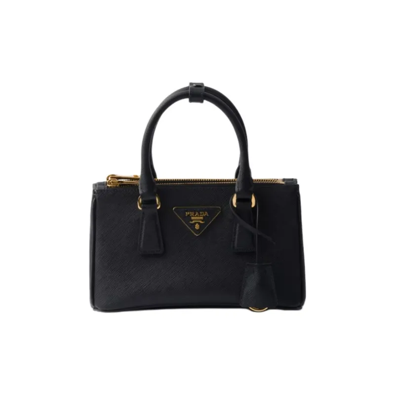PRADA Saffiano Calfskin One Shoulder Handbag Mini Women's Black-0