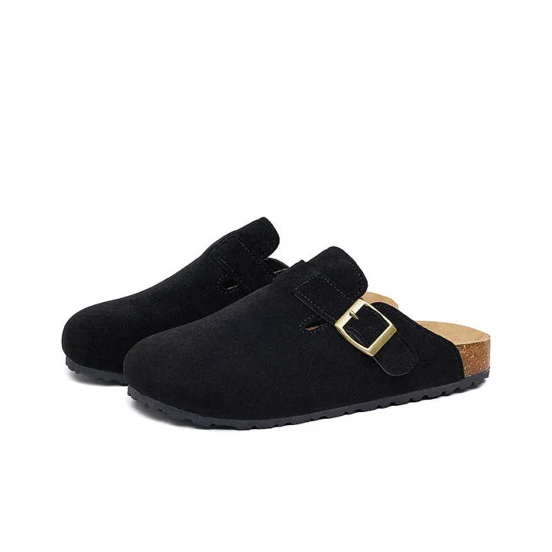 MEXICAN Rubber Sole Abrasion Resistant Slip Resistant Closed Toe Slippers Unisex Black-1