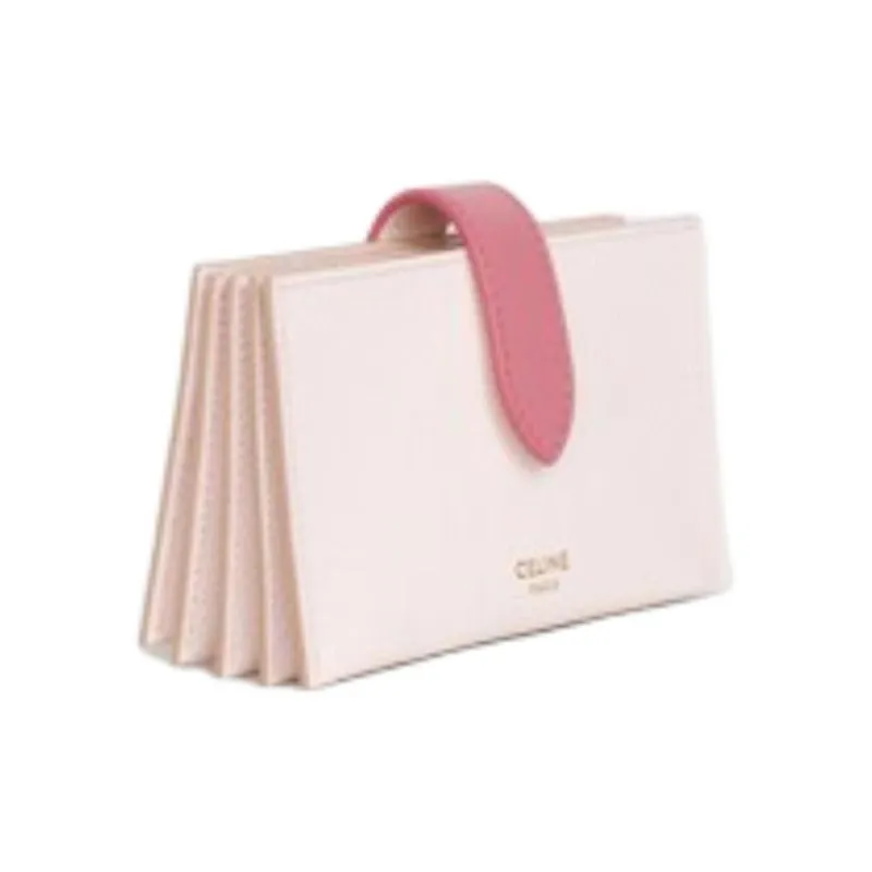 CELINE Calfskin Card Holder Unisex Light Pink Multicolor With Flamingo Pink-1