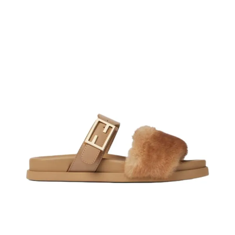 FENDI Feel Slide Slippers Women's Brown-1