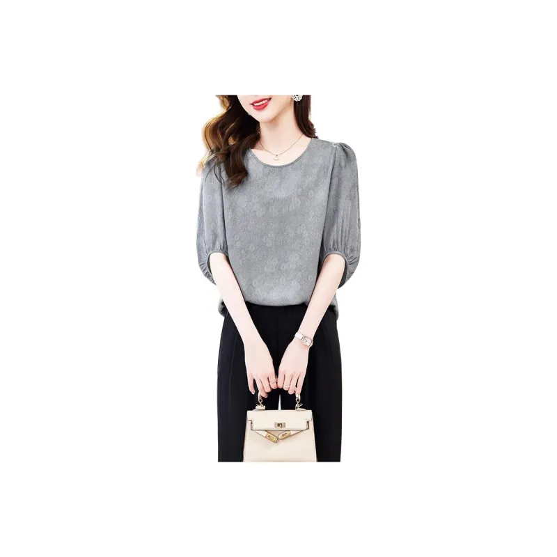 Yi Mengyuan Set in Sleeve Silk T shirt Women's-0