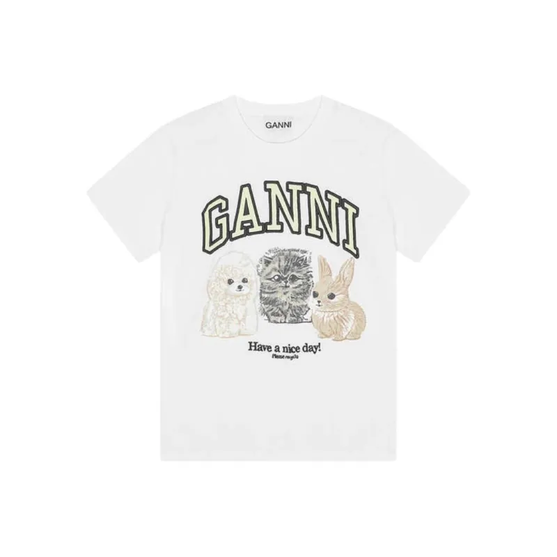 GANNI Logo print T shirt-0