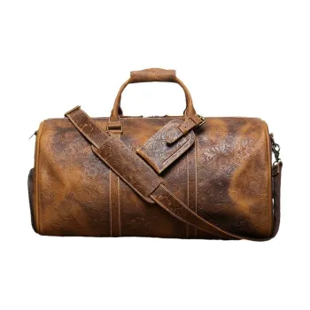 LARTIGENT Top Grain Cow Leather Travel Bag Men's Vintage Brown