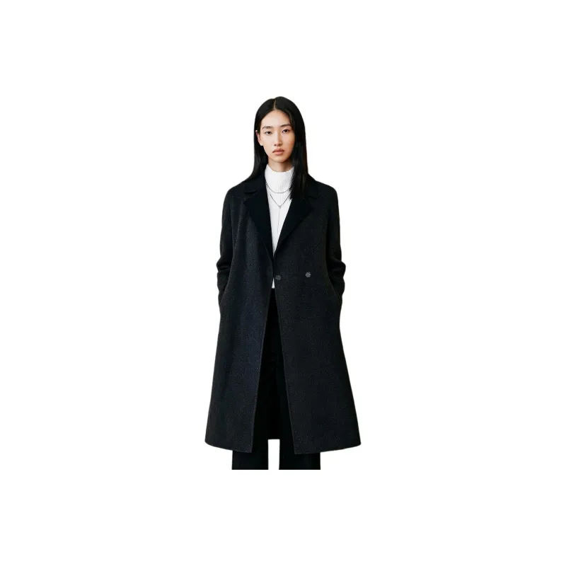 INSUN Coats Women's Dark Gray, Sheep Wool+Cashmere-0