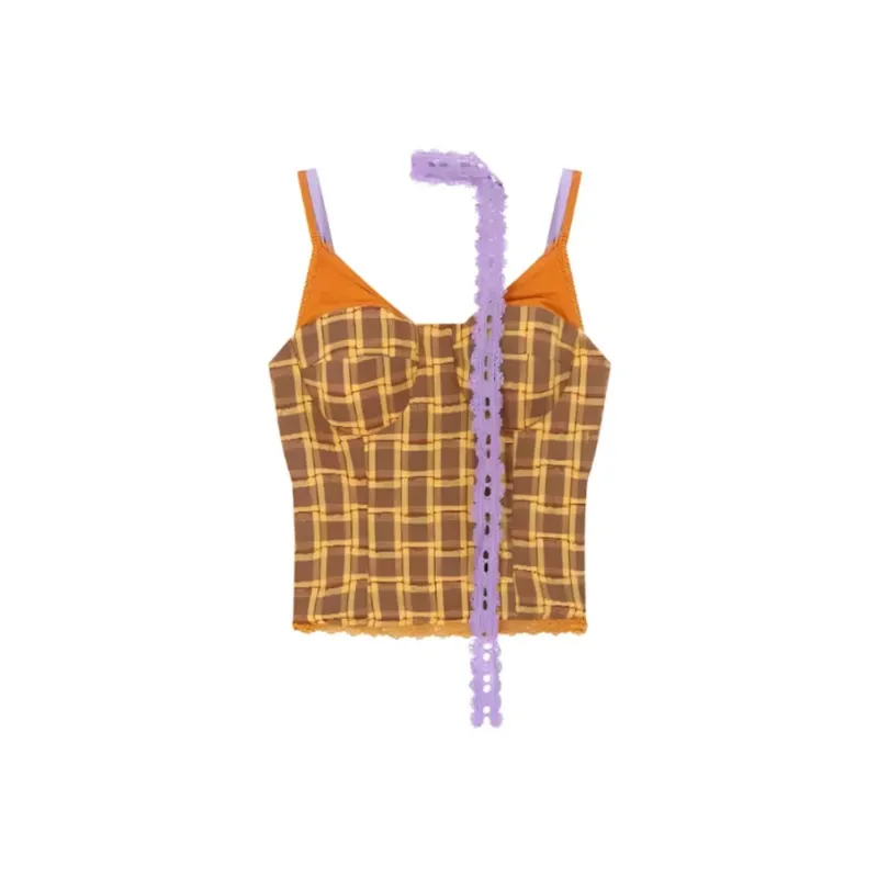 MIMOSA CHUR Camisoles Women's Yellow Plaid-0
