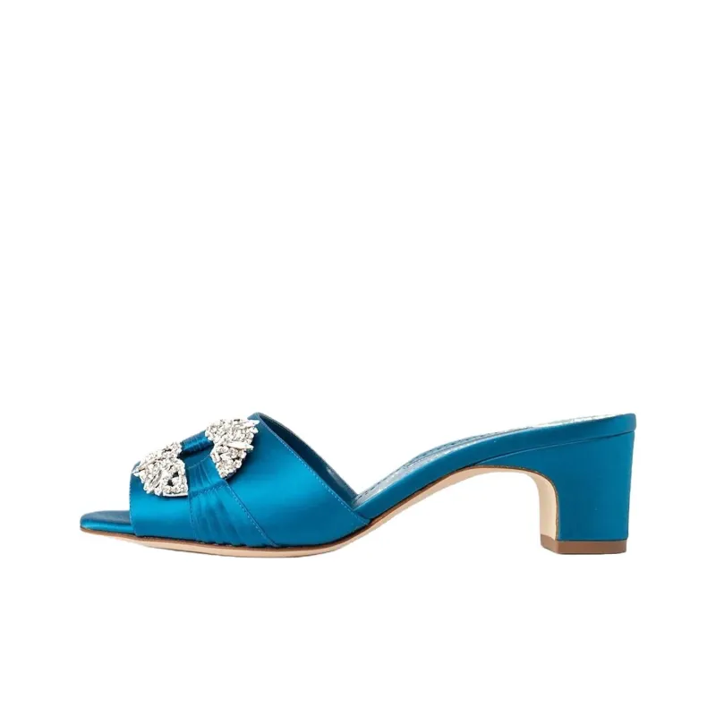 MANOLO BLAHNIK Slip Resistant Slide Slippers 5cm Women's Blue-0