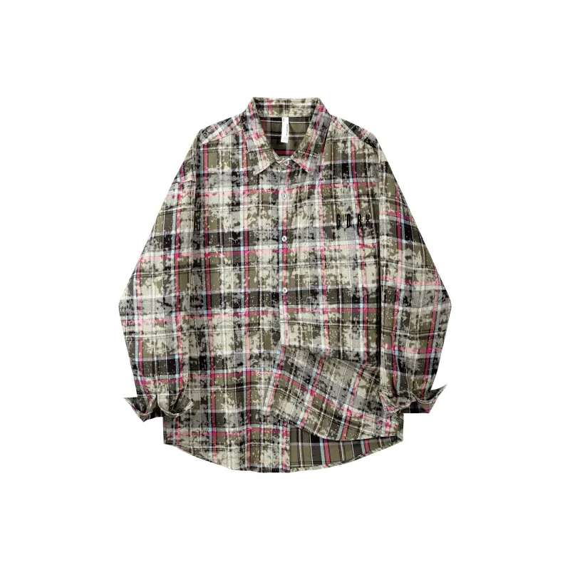 GDRX Shirt Unisex Gray Plaid Tie Dye-3
