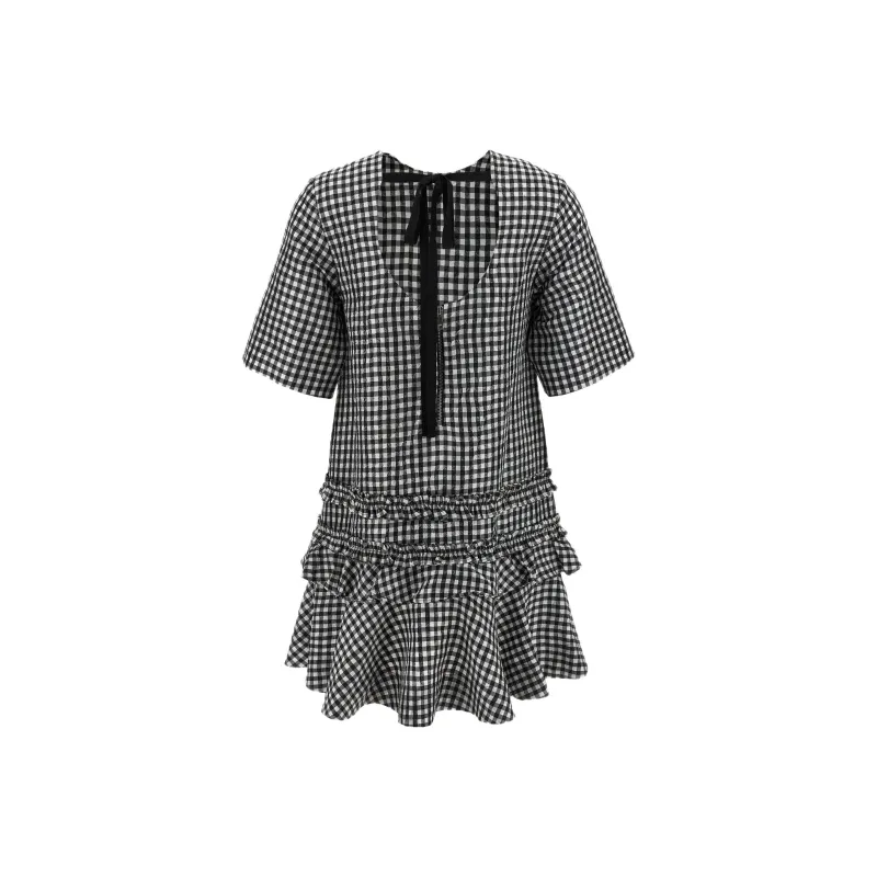 GANNI Short Sleeved Dress Women's Black-1