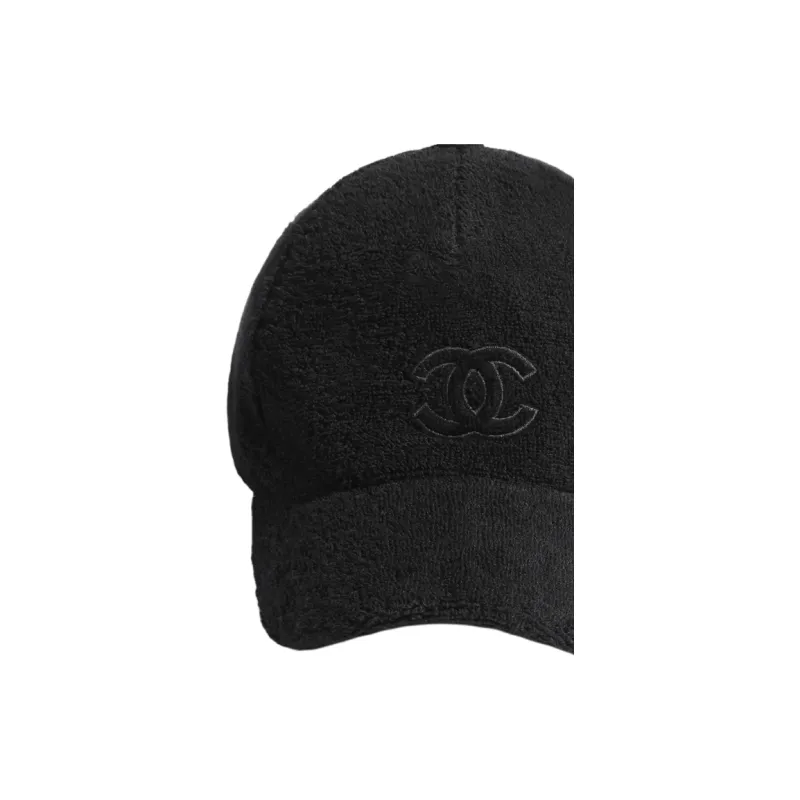 CHANEL Cotton Fabric Baseball Caps Women's Black-1
