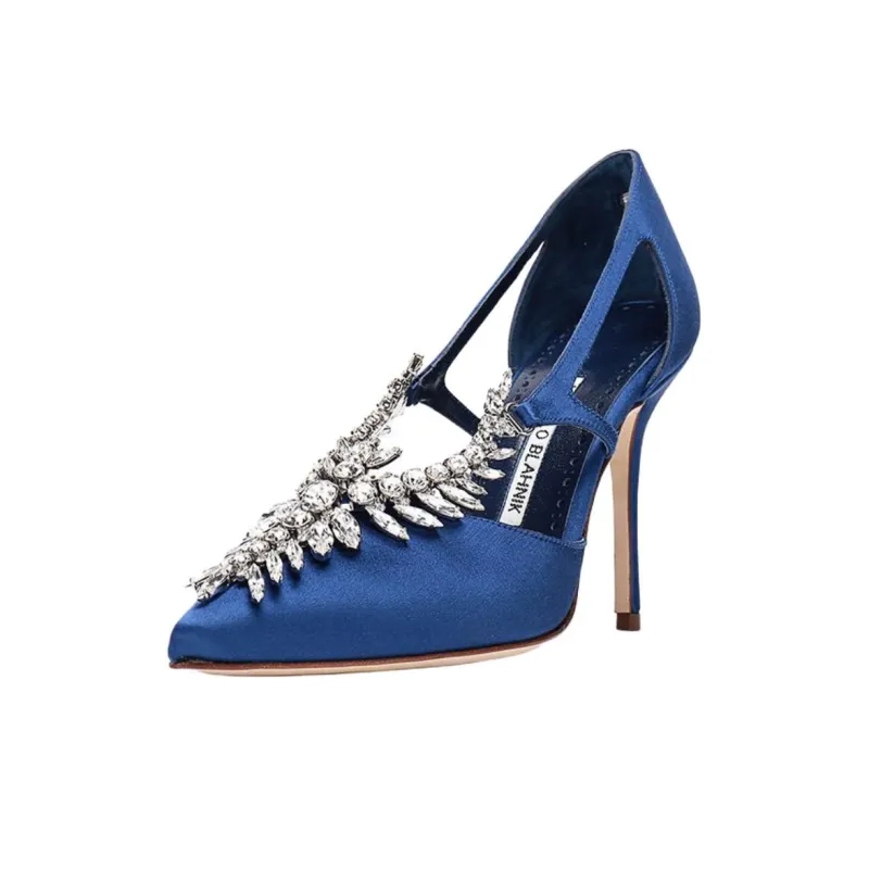 MANOLO BLAHNIK Slim Heel High Heels 10cm Women's Blue-1