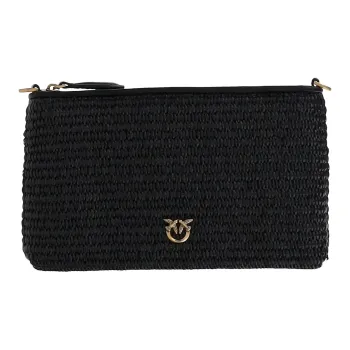 PINKO Love Birds Series Polyamide Clutch Women's Black