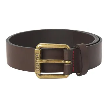 HUGO BOSS Cow Leather, Metal Leather Belts Men's Brown Width 3.5CM