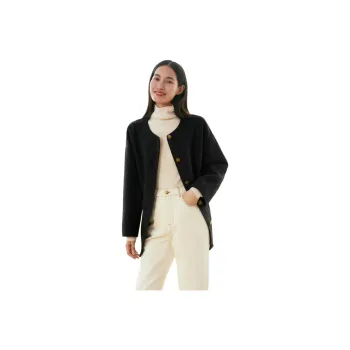 INSUN Coats Women's Carbon Gray, Sheep Wool+Camel Hair+Camel Hair