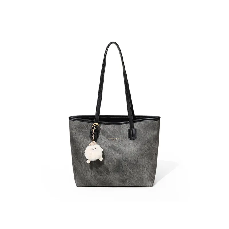 CNNCOO Synthetic Leather Tote Bag, Shoulder Bag Regular Women's Black-2