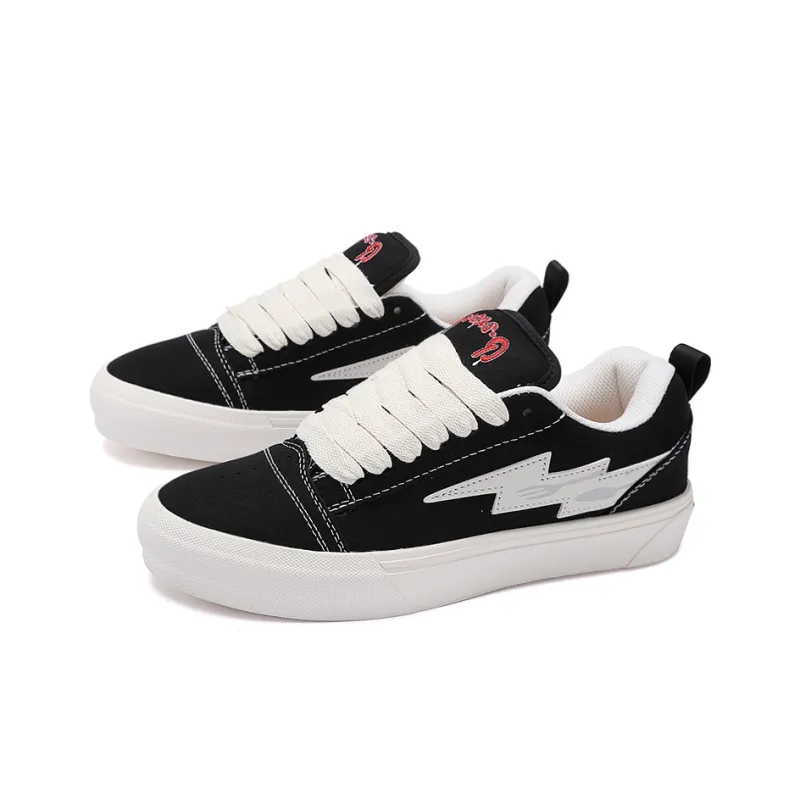 DUEPLAY Low Top Skateboard Shoes Unisex Black White-7