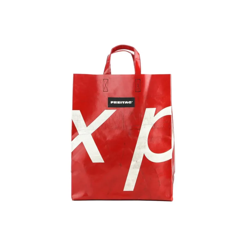 FREITAG Polyester Tote Bag, Shopping Bag, Handbag Unisex Red & White-0