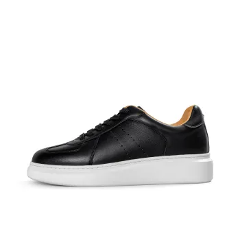 THOM WILLS Fashion Trend Platform Versatile German Army Trainers Low Top Skateboard Shoes Men's Black