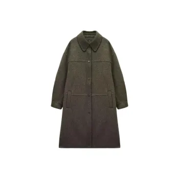 INSUN Coats Women's Olive Green, Sheep Wool+Alpaca