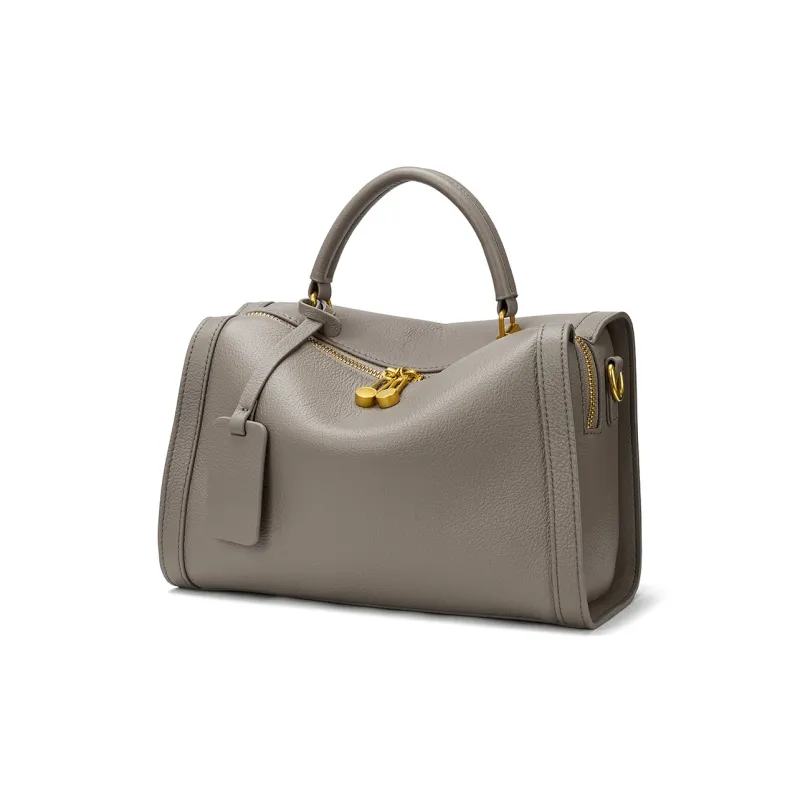 ROBERTA DI CAMERINO Cow Leather Shoulder Bag, Crossbody Bag, Handbag Women's Classic Black/Elephant Gray-6